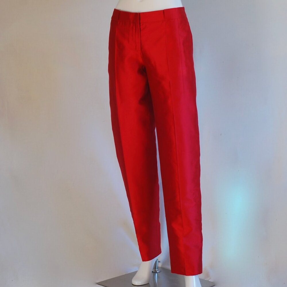 Giorgio Armani Flame Coloured Silk & Cotton Trousers NWT - Italy